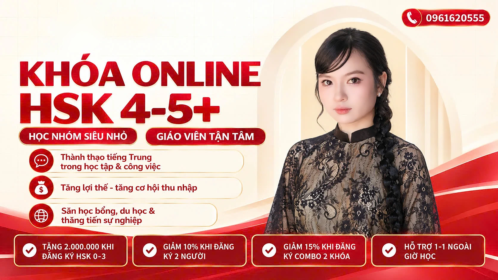 Khóa online HSK 4-5+ — học nhóm siêu nhỏ, giáo viên tận tâm
